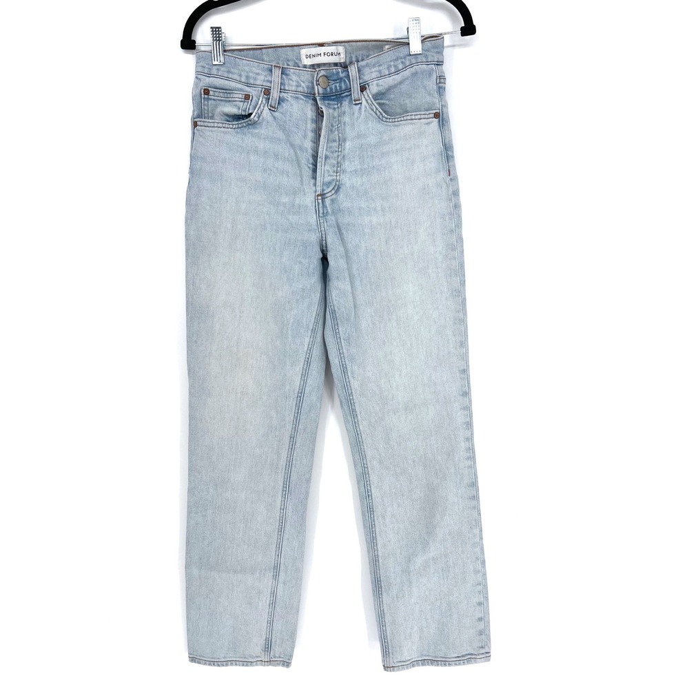 Aritzia Denim Forum The Arlo High Rise Straight Jeans Size 29 Light Wash GUC